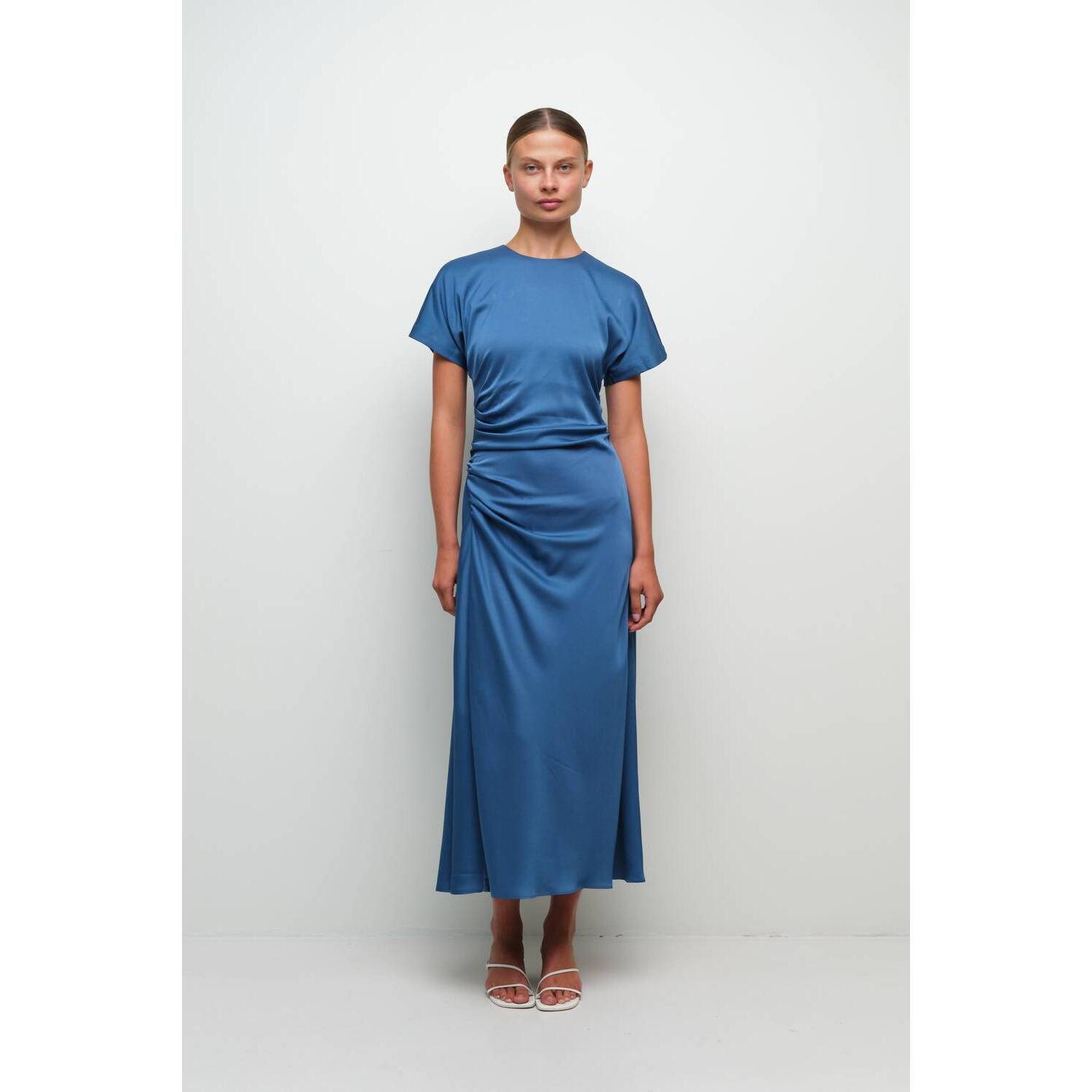 New Simkhai Marabella Draped Midi Dress In Washed Indigo